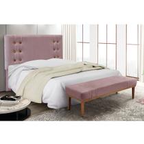 Cabeceira Cama Box Casal 140cm e Recamier Gênova Veludo S04 - D'Rossi