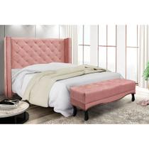 Cabeceira Cama Box Casal 140cm e Recamier Vicenza Veludo Rosa S04 - D'Rossi Cabeceira Cama Box Casal 140cm e Recamier Vicenza Veludo Rosa S04 - D'Rossi