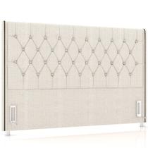 Cabeceira Cama Box Casal 140cm Estofada Frizza P05 Linho Creme - Lyam Decor Cabeceira Cama Box Casal 140cm Estofada Frizza P05 Linho Creme - Lyam Decor