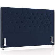 Cabeceira Cama Box Casal 140cm Estofada Frizza P05 Veludo Azul Marinho - Lyam Decor