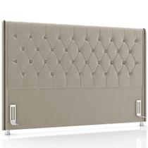 Cabeceira Cama Box Casal 140cm Estofada Frizza P05 Veludo Bege - Lyam Decor