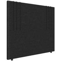 Cabeceira Cama Box Casal 140cm Estofada Rama Linho Preto Z04 - Mpozenato Cabeceira Cama Box Casal 140cm Estofada Rama Linho Preto Z04 - Mpozenato