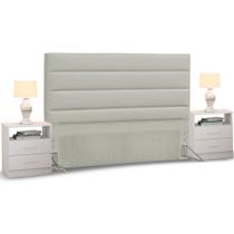 Cabeceira Cama Box Casal 140cm Greta Corano e 2 mesa de cabeceiras Branco - Mpozenato