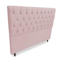 Cabeceira Cama Box Casal 140cm Nicole Capitonê Suede Rosa Bebê - Sheep Estofados