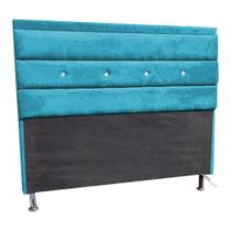 Cabeceira Cama Box Casal 140cm Vitória Suede Azul Turquesa