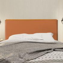 Cabeceira Cama Box Casal 1,40m Estofada Detalhe em Madeira Java Veludo Terracota
