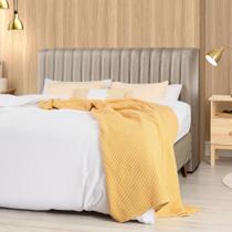 Cabeceira Cama Box Casal 1,40m Estofada Havai Linho Bege