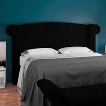 Cabeceira Cama Box Casal 160cm Sofia Bouclê Preto Cabeceira Cama Box Casal 160cm Sofia Bouclê Preto