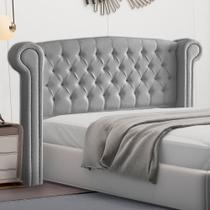 Cabeceira Cama Box Casal Adelle 140cm Com Frame Linho Cinza - Abmaza Cabeceira Cama Box Casal Adelle 140cm Com Frame Linho Cinza - Abmaza