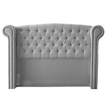 Cabeceira Cama Box Casal Adelle 140cm Com Frame Linho Cinza - Desk Design Cabeceira Cama Box Casal Adelle 140cm Com Frame Linho Cinza - Desk Design