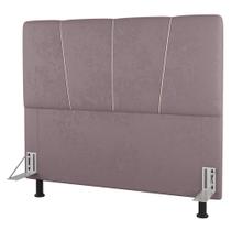 Cabeceira Cama Box Casal Amber 140cm Estofada Veludo Rosê - Desk Design Cabeceira Cama Box Casal Amber 140cm Estofada Veludo Rosê - Desk Design