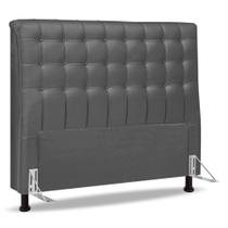 Cabeceira Cama Box Casal Ciara 140cm Botonê com Frame Linho Cinza - Abmaza