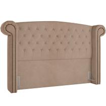 Cabeceira Cama Box Casal com Tachas 140 cm Sofia P05 Veludo Bege - Lyam Decor