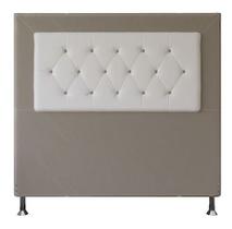 Cabeceira Cama Box Casal Estofada Bela 140 cm Suede Bege Nude Revestimento Sintético Branco