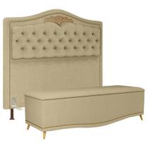 Cabeceira Cama Box Casal King 195cm Com Calçadeira Baú Imperial J02 Linho Areia - Mpozenato