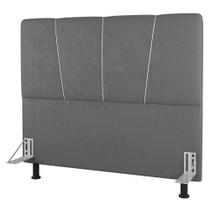 Cabeceira Cama Box Casal King Size Amber 195cm Estofada Linho Cinza - Abmaza Cabeceira Cama Box Casal King Size Amber 195cm Estofada Linho Cinza - Abmaza