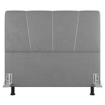 Cabeceira Cama Box Casal King Size Amber 195cm Estofada Linho Cinza Claro - Abmaza Cabeceira Cama Box Casal King Size Amber 195cm Estofada Linho Cinza Claro - Abmaza