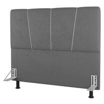 Cabeceira Cama Box Casal King Size Amber 195cm Estofada Linho Cinza - Desk Design Cabeceira Cama Box Casal King Size Amber 195cm Estofada Linho Cinza - Desk Design