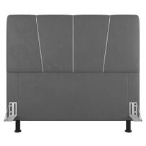 Cabeceira Cama Box Casal King Size Amber 195cm Estofada Sintético Cinza - Abmaza Cabeceira Cama Box Casal King Size Amber 195cm Estofada Sintético Cinza - Abmaza