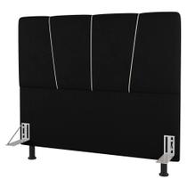 Cabeceira Cama Box Casal King Size Amber 195cm Estofada Suede Preto - Desk Design Cabeceira Cama Box Casal King Size Amber 195cm Estofada Suede Preto - Desk Design