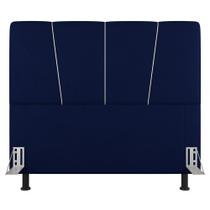 Cabeceira Cama Box Casal King Size Amber 195cm Estofada Veludo Azul Marinho - Abmaza Cabeceira Cama Box Casal King Size Amber 195cm Estofada Veludo Azul Marinho - Abmaza