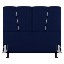 Cabeceira Cama Box Casal King Size Amber 195cm Estofada Veludo Azul Marinho - Abmaza Cabeceira Cama Box Casal King Size Amber 195cm Estofada Veludo Azul Marinho - Abmaza