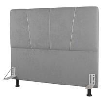 Cabeceira Cama Box Casal King Size Amber 195cm Estofada Veludo Prata - Abmaza Cabeceira Cama Box Casal King Size Amber 195cm Estofada Veludo Prata - Abmaza