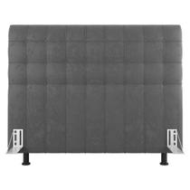 Cabeceira Cama Box Casal King Size Dahlia 195Cm Com Frame Suede Cinza Claro - Abmaza