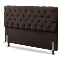 Cabeceira Cama Box Casal King Size Lylla 195cm Capitonê com Frame Sintético Marrom - Desk Design Cabeceira Cama Box Casal King Size Lylla 195cm Capitonê com Frame Sintético Marrom - Desk Design