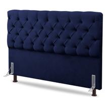 Cabeceira Cama Box Casal King Size Lylla 195cm Capitonê com Frame Suede Azul Marinho - Abmaza Cabeceira Cama Box Casal King Size Lylla 195cm Capitonê com Frame Suede Azul Marinho - Abmaza