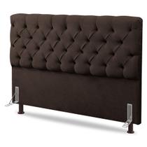 Cabeceira Cama Box Casal King Size Lylla 195cm Capitonê com Frame Suede Marrom - Desk Design