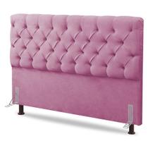 Cabeceira Cama Box Casal King Size Lylla 195cm Capitonê com Frame Suede Rosa - Desk Design