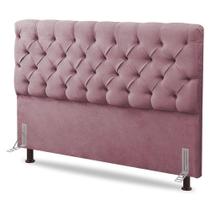 Cabeceira Cama Box Casal King Size Lylla 195cm Capitonê Com Frame Veludo Rosê - Abmaza Cabeceira Cama Box Casal King Size Lylla 195cm Capitonê Com Frame Veludo Rosê - Abmaza