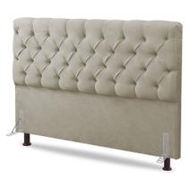 Cabeceira Cama Box Casal Lylla 140cm Capitonê com Frame Sintético Bege - Desk Design