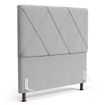 Cabeceira Cama Box Casal Mel 140cm com Frame Linho Cinza Claro - Desk Design