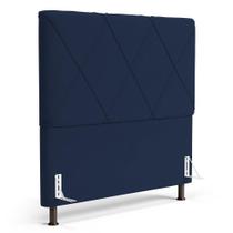 Cabeceira Cama Box Casal Mel 140cm Com Frame Suede Azul Marinho - Abmaza Cabeceira Cama Box Casal Mel 140cm Com Frame Suede Azul Marinho - Abmaza