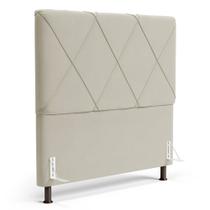 Cabeceira Cama Box Casal Mel 140cm com Frame Suede Bege - Desk Design Cabeceira Cama Box Casal Mel 140cm com Frame Suede Bege - Desk Design