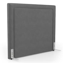 Cabeceira Cama Box Casal Padrão Alba 140cm com Frame Veludo Cinza - Desk Design Cabeceira Cama Box Casal Padrão Alba 140cm com Frame Veludo Cinza - Desk Design