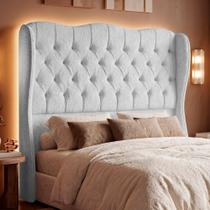 Cabeceira Cama Box Casal Padrão Alora 140cm Estofada Capitonê Moderna Bouclê Branco - Desk Design Cabeceira Cama Box Casal Padrão Alora 140cm Estofada Capitonê Moderna Bouclê Branco - Desk Design