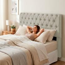 Cabeceira Cama Box Casal Padrão Sarah 140cm com Frame Suede Bege Claro - Abmaza Cabeceira Cama Box Casal Padrão Sarah 140cm com Frame Suede Bege Claro - Abmaza