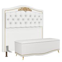 Cabeceira Cama Box Casal Queen 160cm Com Calçadeira Baú Imperial J02 Corano Branco - Mpozenato Cabeceira Cama Box Casal Queen 160cm Com Calçadeira Baú Imperial J02 Corano Branco - Mpozenato