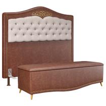 Cabeceira Cama Box Casal Queen 160cm Com Calçadeira Baú Imperial J02 Corano Marfim/Marrom - Mpozenato