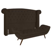 Cabeceira Cama Box Casal Queen 160cm Provença com Calçadeira Vêneto P02 Veludo Marrom - Mpozenato