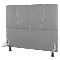 Cabeceira Cama Box Casal Queen Size Amber 160cm Estofada Linho Cinza Claro - Desk Design