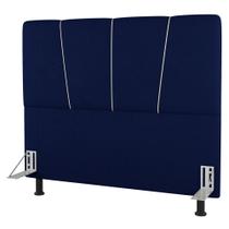 Cabeceira Cama Box Casal Queen Size Amber 160cm Estofada Veludo Azul Marinho - Desk Design