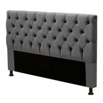 Cabeceira Cama Box Casal Queen Size Cristal 160cm Suede Cinza - Desk Design Cabeceira Cama Box Casal Queen Size Cristal 160cm Suede Cinza - Desk Design