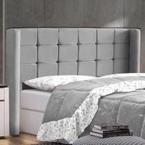 Cabeceira Cama Box Casal Queen Size Gioconda 160cm Com Frame Veludo Cinza - Abmaza