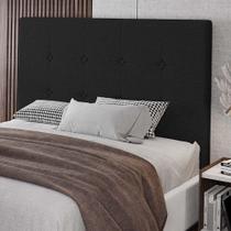 Cabeceira Cama Box Casal Queen Size Luana 160cm Linho Preto - Abmaza Cabeceira Cama Box Casal Queen Size Luana 160cm Linho Preto - Abmaza
