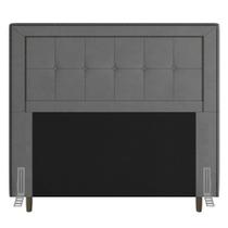 Cabeceira Cama Box Casal Queen Size Luxor 160cm com Tachas e Frame Suede Cinza - Desk Design Cabeceira Cama Box Casal Queen Size Luxor 160cm com Tachas e Frame Suede Cinza - Desk Design
