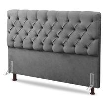 Cabeceira Cama Box Casal Queen Size Lylla 160cm Capitonê com Frame Linho Cinza - Abmaza Cabeceira Cama Box Casal Queen Size Lylla 160cm Capitonê com Frame Linho Cinza - Abmaza